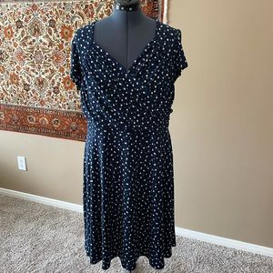 LEOTA SWEETHEART FAUX WRAP DRESS IN TWILIGHT DOT